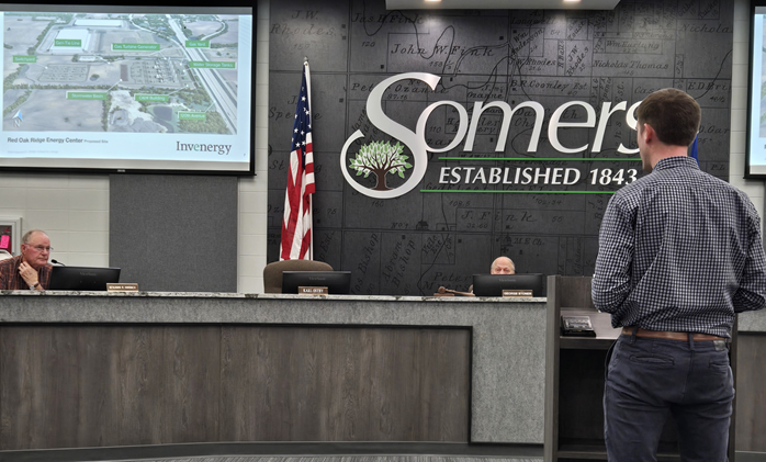 Photo of Invenergy company officials at a Somers village board meeting. 