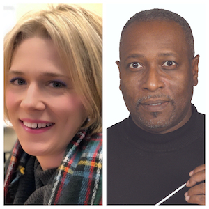 Beth Bender, Ex. Director of the Racine Symphony Orchestra (Left), Dr. James Kinchen, Director of Choral Activities at the University of Wisconsin-Parkside (Right)