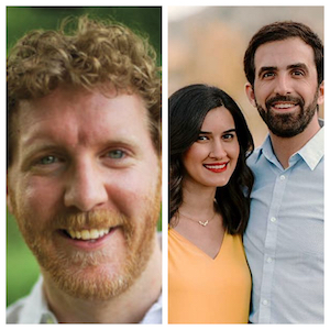 L to R: Brendan Kiely, author;  Sheila Modir and Jeff Kashou, authors