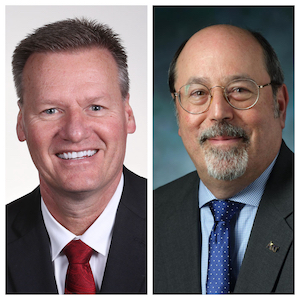 L to R: Bryan Albrecht, the President of Gateway Technical College; Noah Brown, President and CEO for the Association of Community College Trustees.