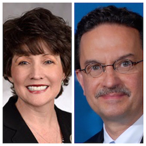 Debbie Ford, Chancellor of the University of Wisconsin Parkside (Left), David Brukardt, Interim Vice President of University Relations for the UW System (Right)