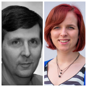 L to R:  Doug Instenes and Joycelyn Fish from the Racine Theater Guild 