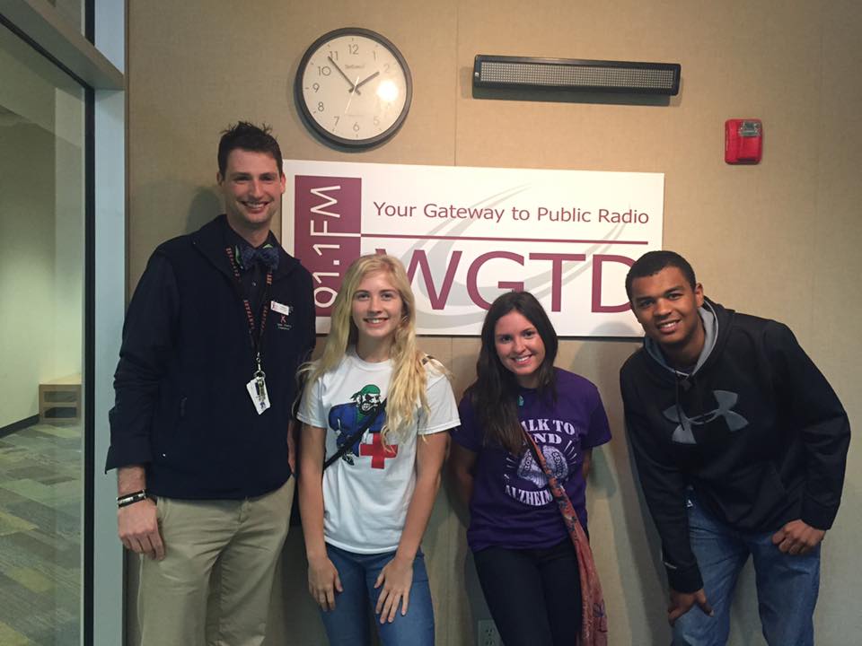 From left to right: Assistant Principal Trent Barnhardt, seniors Kimmie Lince, Natalie Pitts, and Kordell Sulamoyo.