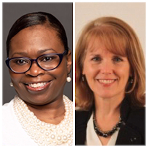 Michelle Hinton, Dir. of Impact, Population Health, and Well-Being; (Left) and Barbara Armstrong, Director of Development (Right) 