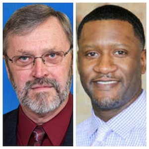 L to R: Jan Mickalski, Alderman of the 3rd District of Kenosha and Brandon Morris of Building Our Future.