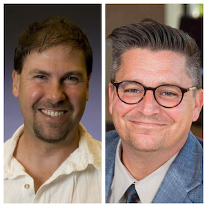  L to R: Jeffrey Roberg, Professor of Political Science and Jon Bruning, Associate Professor of Communications and Digital Media