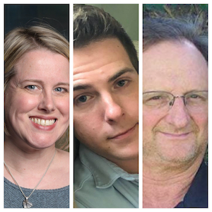 L to R: Kara Erst Schalk and Rob Kroes from the Racine Theater Guild; Gerald Koeppel, author