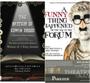 "The Mystery of Edmund Drood" Poster (Left); A Funny Thing Happened on the Way to the Forum." (Right)