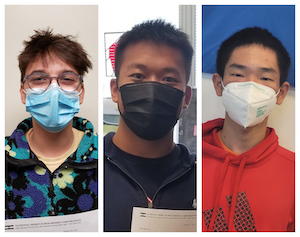 L to R:  2022 National Merit Scholarship Semifinalists: Cooper Woods of Tremper High School, Joshua Cao of Indian Trail High School and Academy, and Brian Yao of LakeView Technology Academy. 