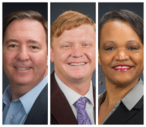 L to R: Dr. Aaron Carlstrom,  the Director of the M.-S. in Clinical Mental Health Counseling program; Dr. Justin Jordan and Dr. Robtrice Brawner, Assistant Professors at UW-Parkside's Psychology Department 