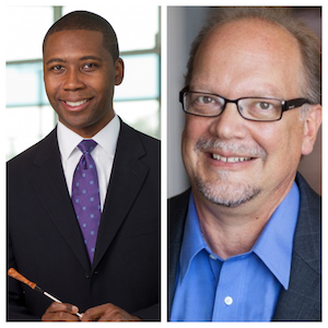 L to R; Rollo Dilworth, Renowned choral conductor/arranger;Dr. Peter Dennee from the Carthage music faculty. 