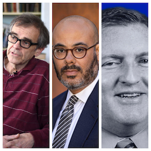 L to R: John Tinker after whom the case of Tinker versus Des Moines is named, Justin Driver a Law professor from Yale University, and also Mark Walsh senior law editor of Education Week. 