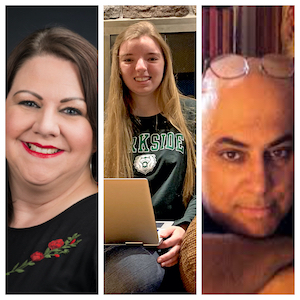 L to R: Dr. Sarah Pina, Assistant Professor of Latin Literature at UW-Parkside; Gabby Richardson, a pre-med student minoring in Spanish; James Neibaur, local author 