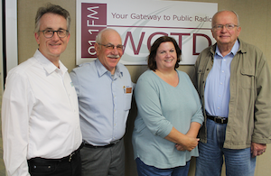 Left to right- Marc Duff, Chief Financial Officer, Racine Unified; School Board members Mike Frontier and Jane Barbian and host Dwayne Olsen. 