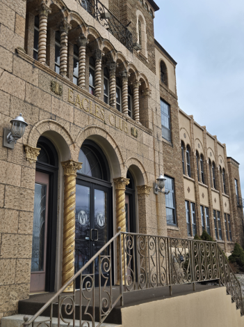 South facade of the former Eagles Club building. 