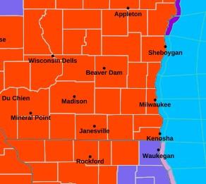 Map shows blizzard warning