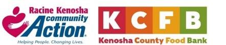 The Kenosha County Food Bank and Racine/Kenosha Community Action Agency logos. 