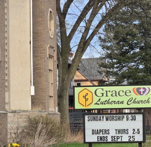 Grace Lutheran front yard on Apr. 13, 2026. 