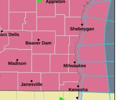 map of severe thunderstorm watch area. 