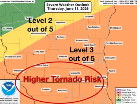 Map shows area of greatest risk. 