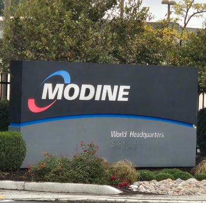 Modine sign in front of its Racine campus. 