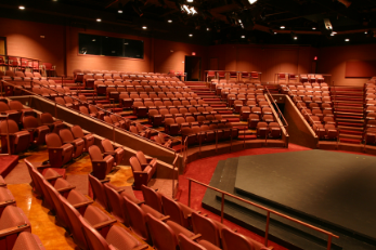 Photo of the empty 400-seat Racine Theatre Guild. 