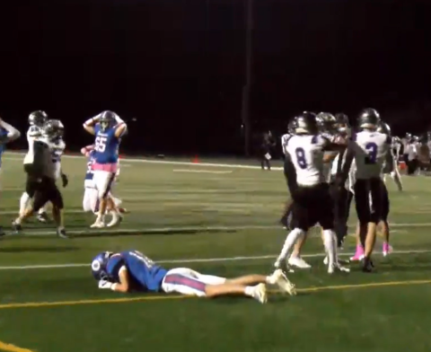 Tremper player on the ground following failed two-point conversion. 
