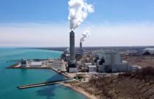 Aerial photo of the Oak Creek power plant. 