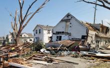 Homes show severe damage in Menahsa, Wis. after the area was hit with a tornado on Monday July 27, 2026. Joe Schulz/WPR